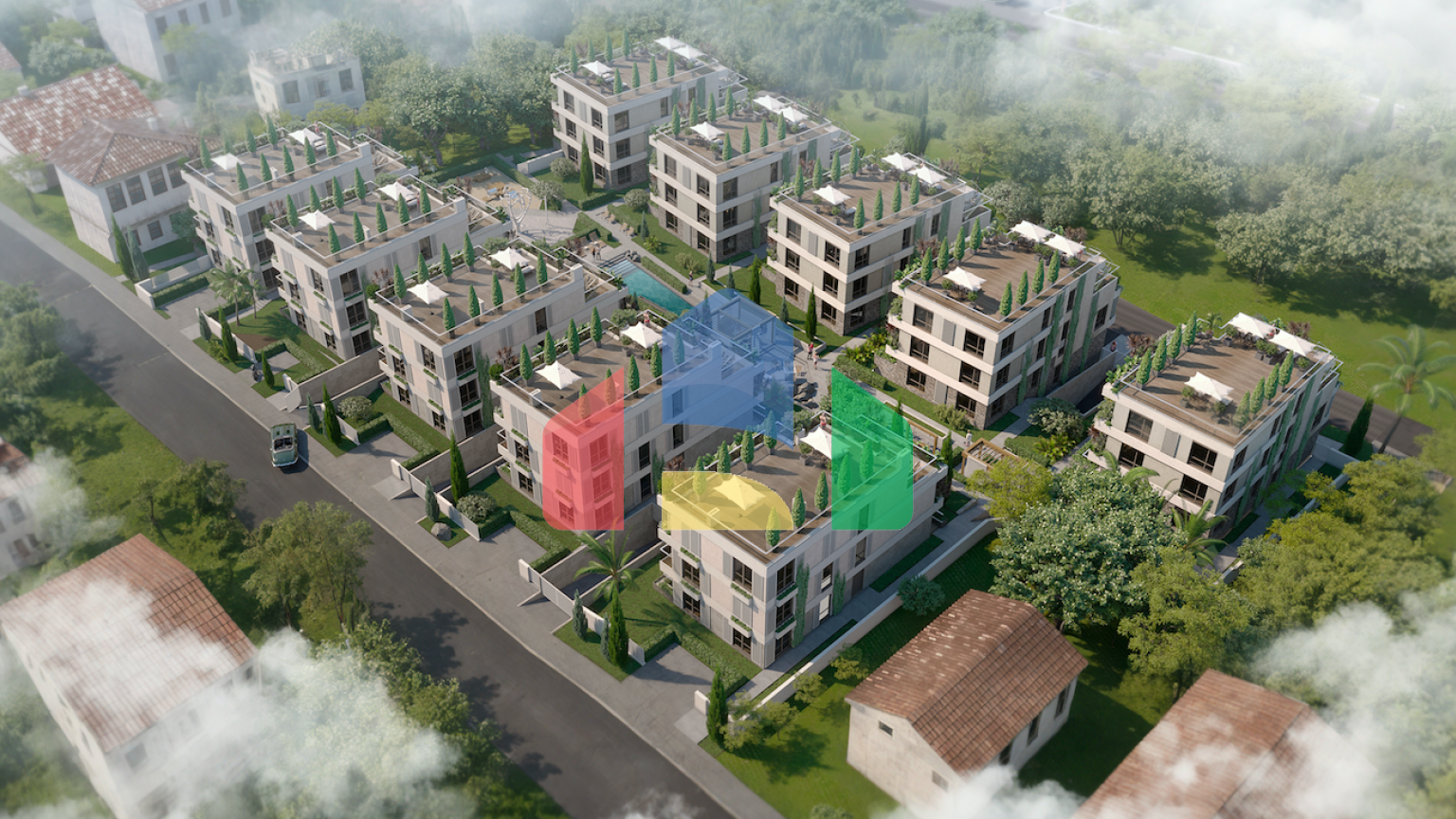 Квартира с 2 спальнями и собственным садом в центре Тивата