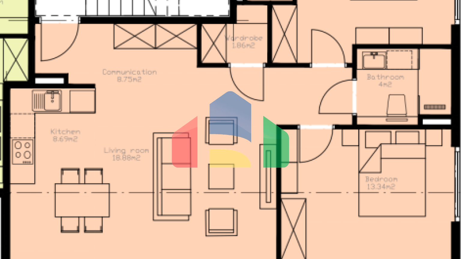 Квартира с 2 спальнями и собственным садом в центре Тивата