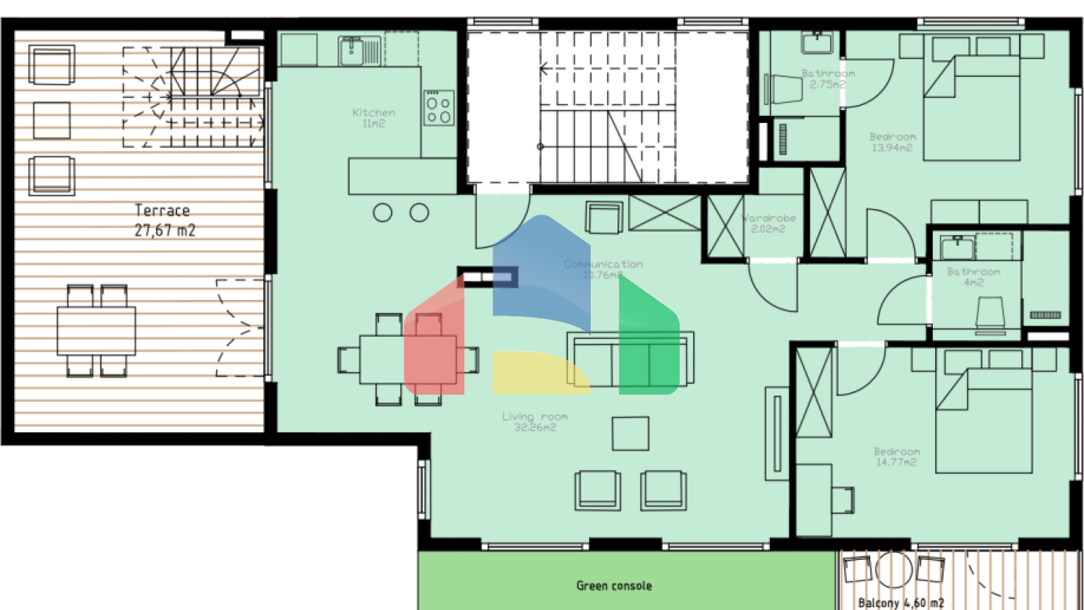 Пентхаус с приватной террасой на крыше рядом с Порто Монтенегро, Тиват
