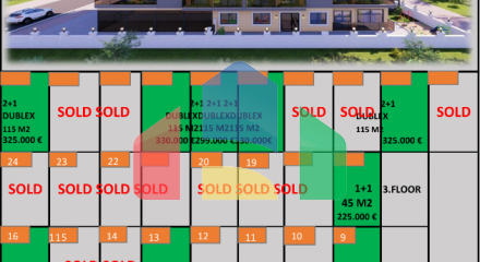 Apartments in a complex, Alanya 300 meters from the sea