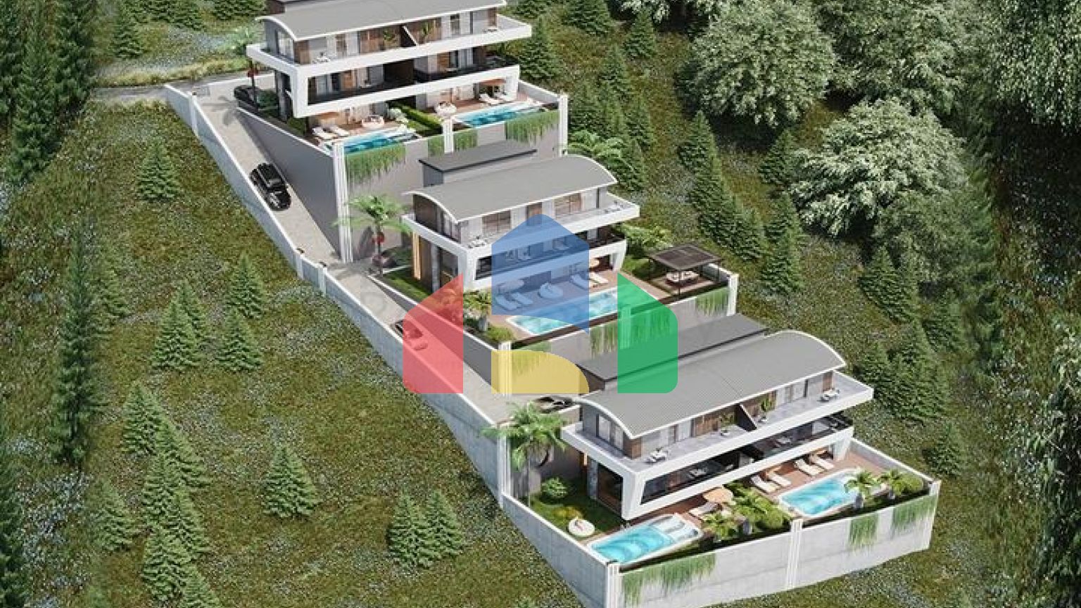 Новий комплекс вілл з панорамним видом на море в районі Тепе