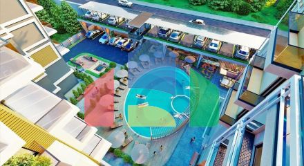 We offer you a project of a complex with infrastructure in the center of Alanya