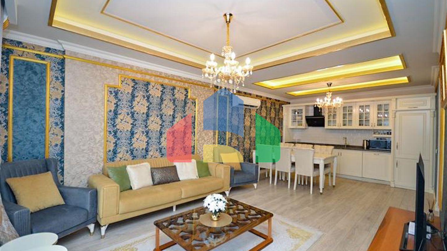 Розкішна квартира 2 + 1 з видом на море в елітному комплексі Аланії