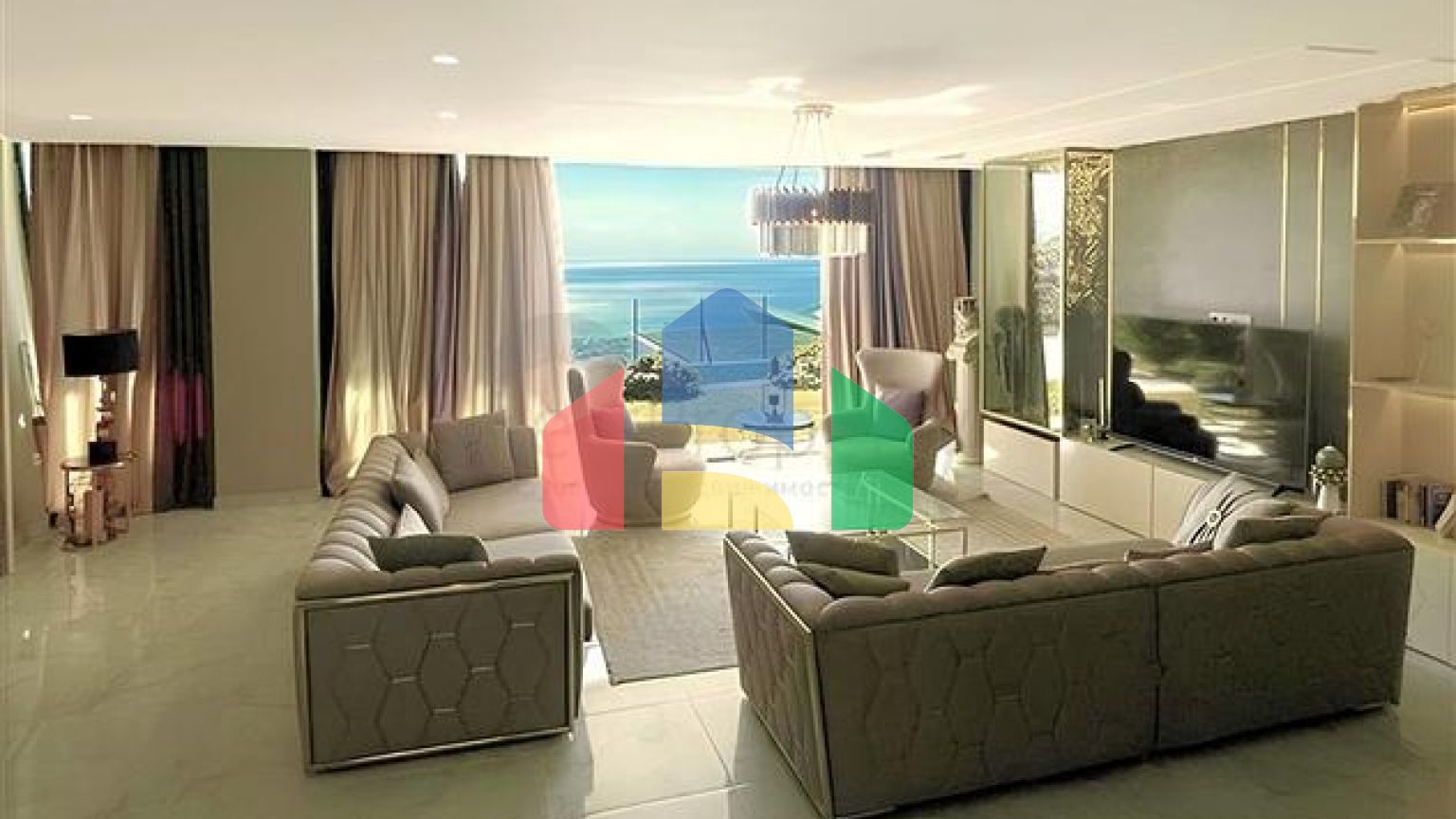 Вилла 5+1 с видом на море в центре Алании