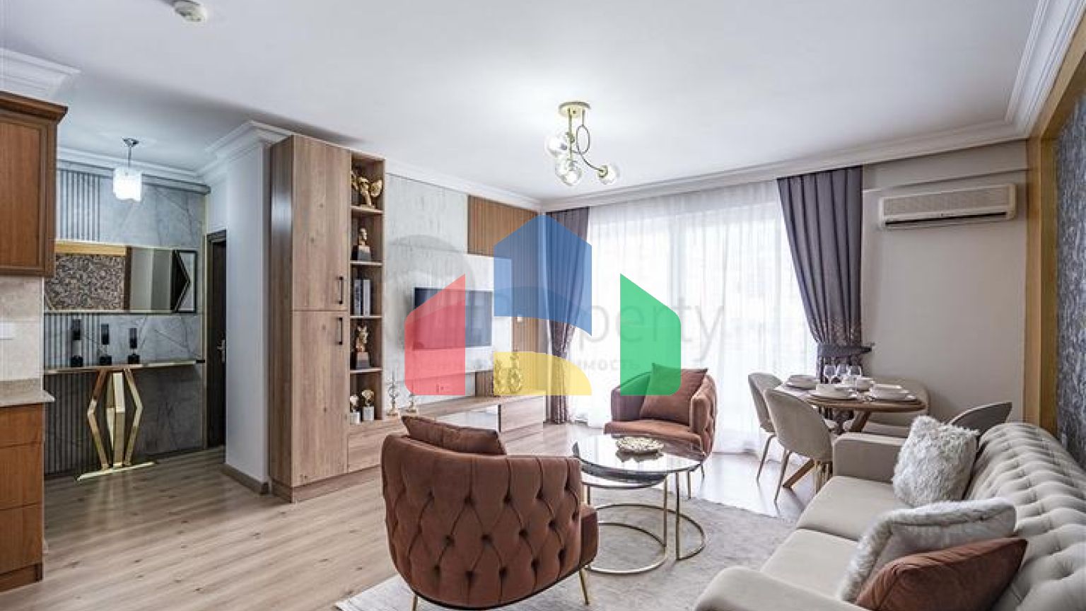 Двокімнатна квартира з ремонтом в 400 м від моря в Аланії