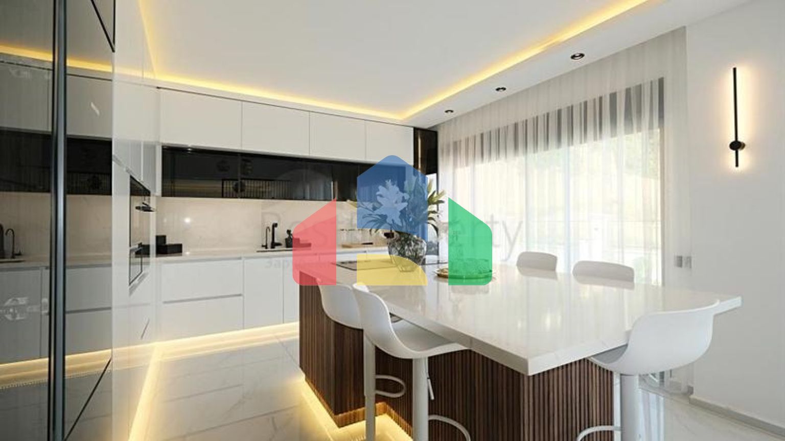 Сучасна вілла з панорамним видом на море в Аланьї