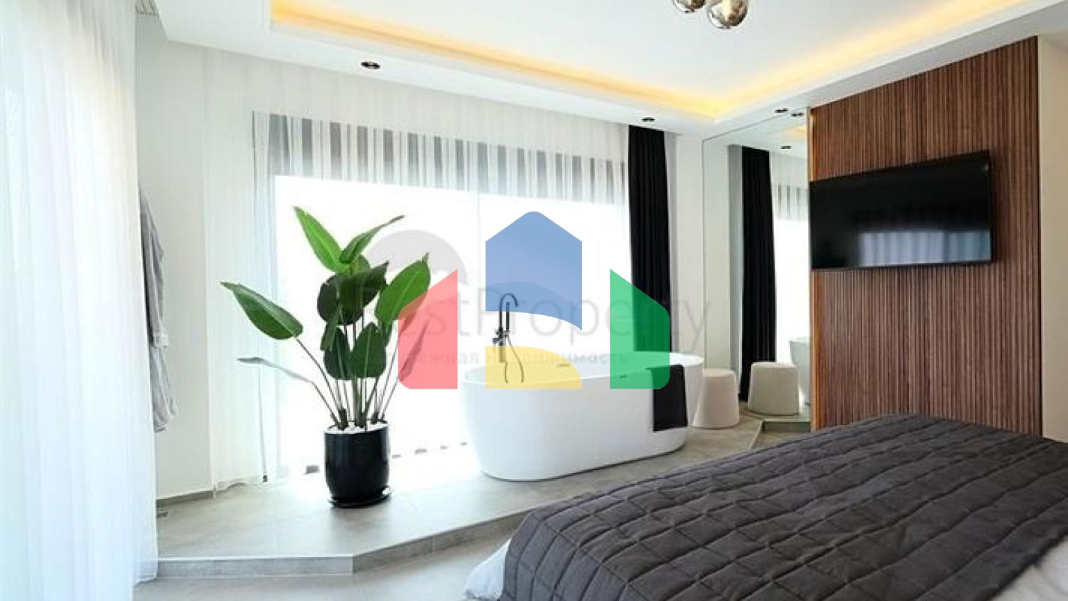 Сучасна вілла з панорамним видом на море в Аланьї