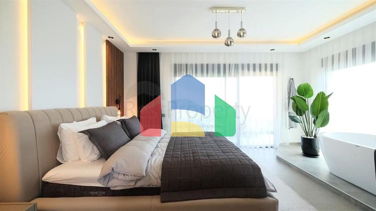 Сучасна вілла з панорамним видом на море в Аланьї