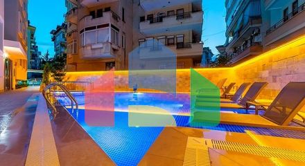 3+1 apartment 150 m from the sea in the center of Alanya