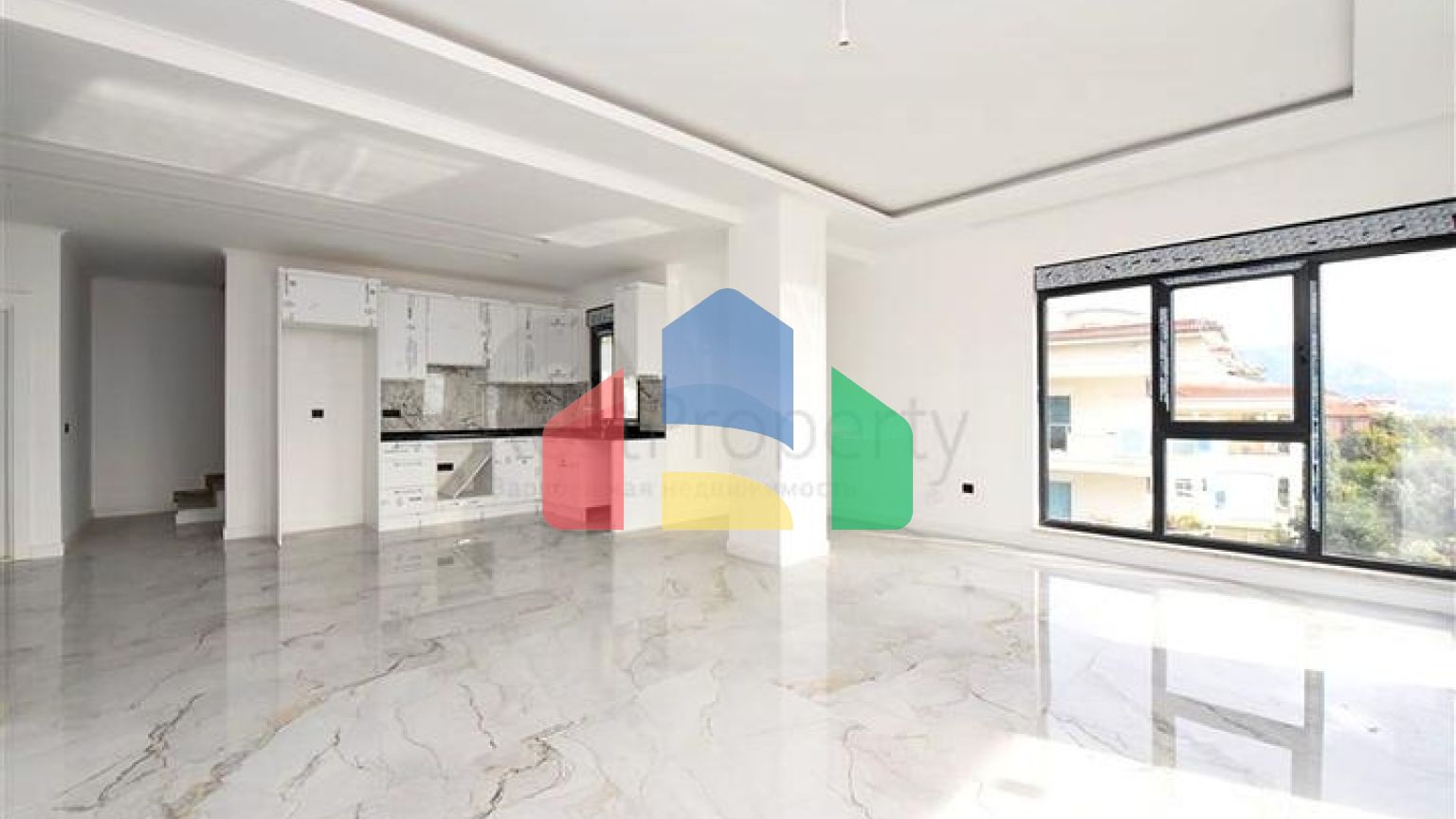 Квартира 3+1 в новом комплексе с видом на море и крепость Алании