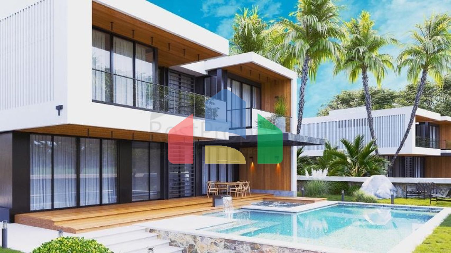 Двоповерхова вілла з видом на море в районі Бекташ