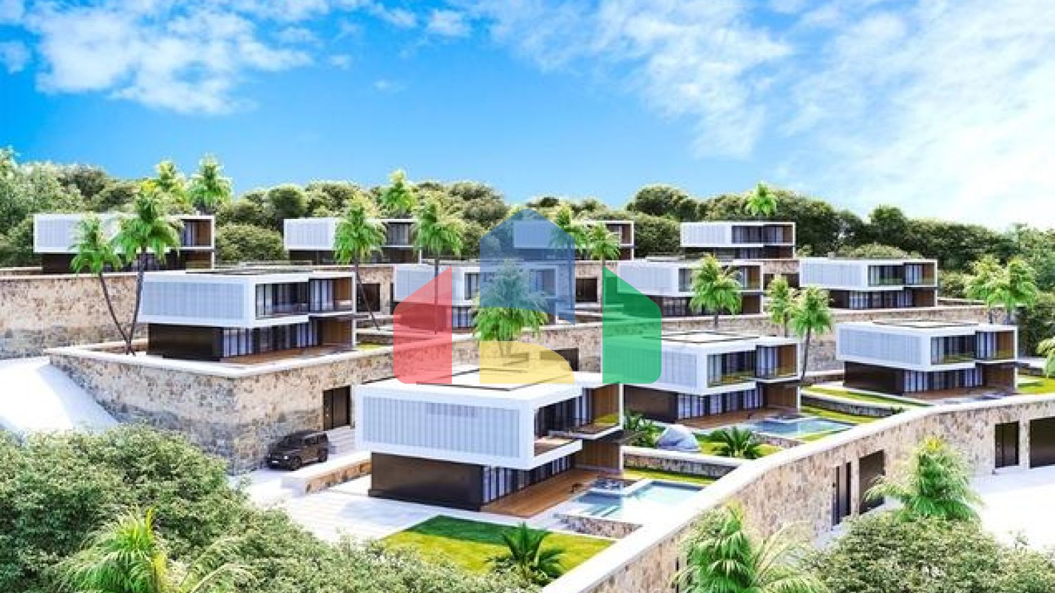 Двоповерхова вілла з видом на море в районі Бекташ