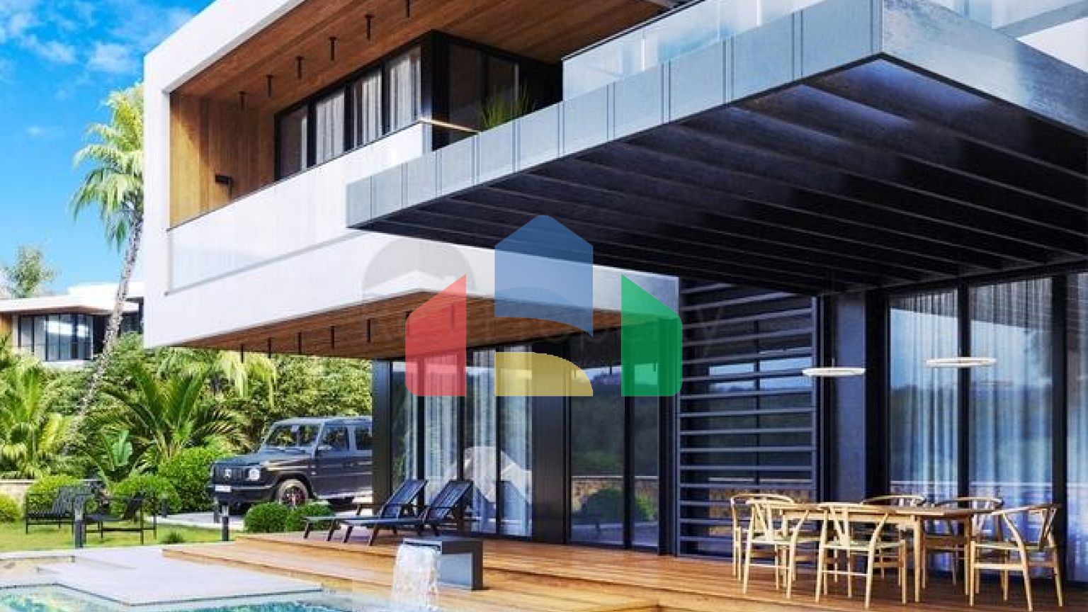 Двоповерхова вілла з видом на море в районі Бекташ