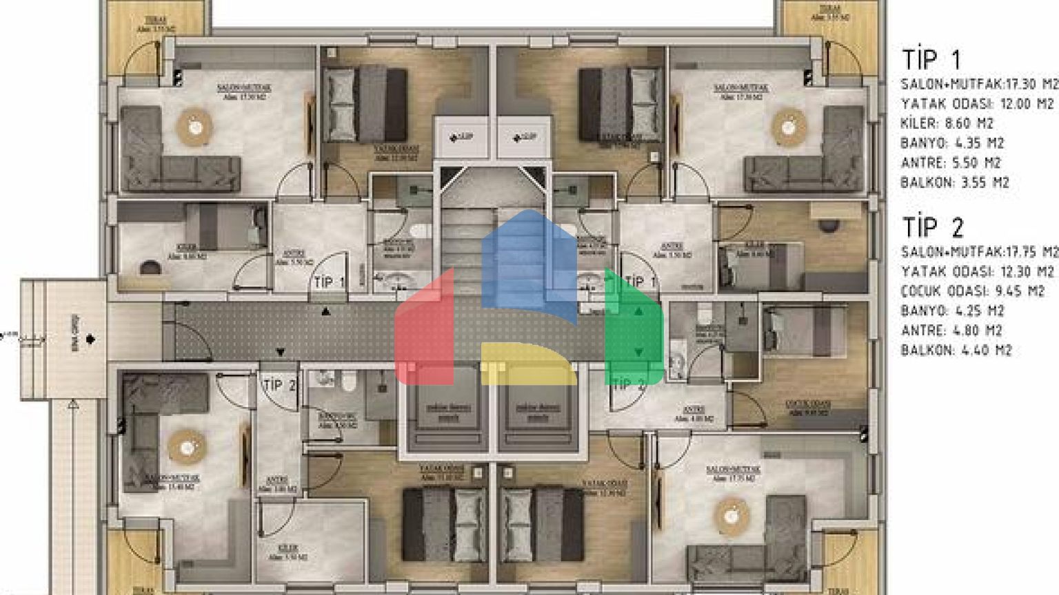 Квартиры планировки 1+1 и 2+1 в районе Белек - Анталия