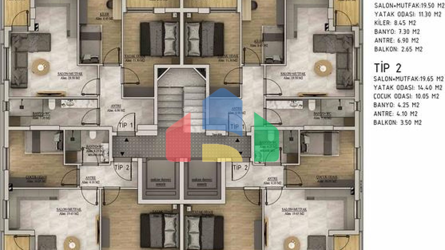 Квартиры планировки 1+1 и 2+1 в районе Белек - Анталия