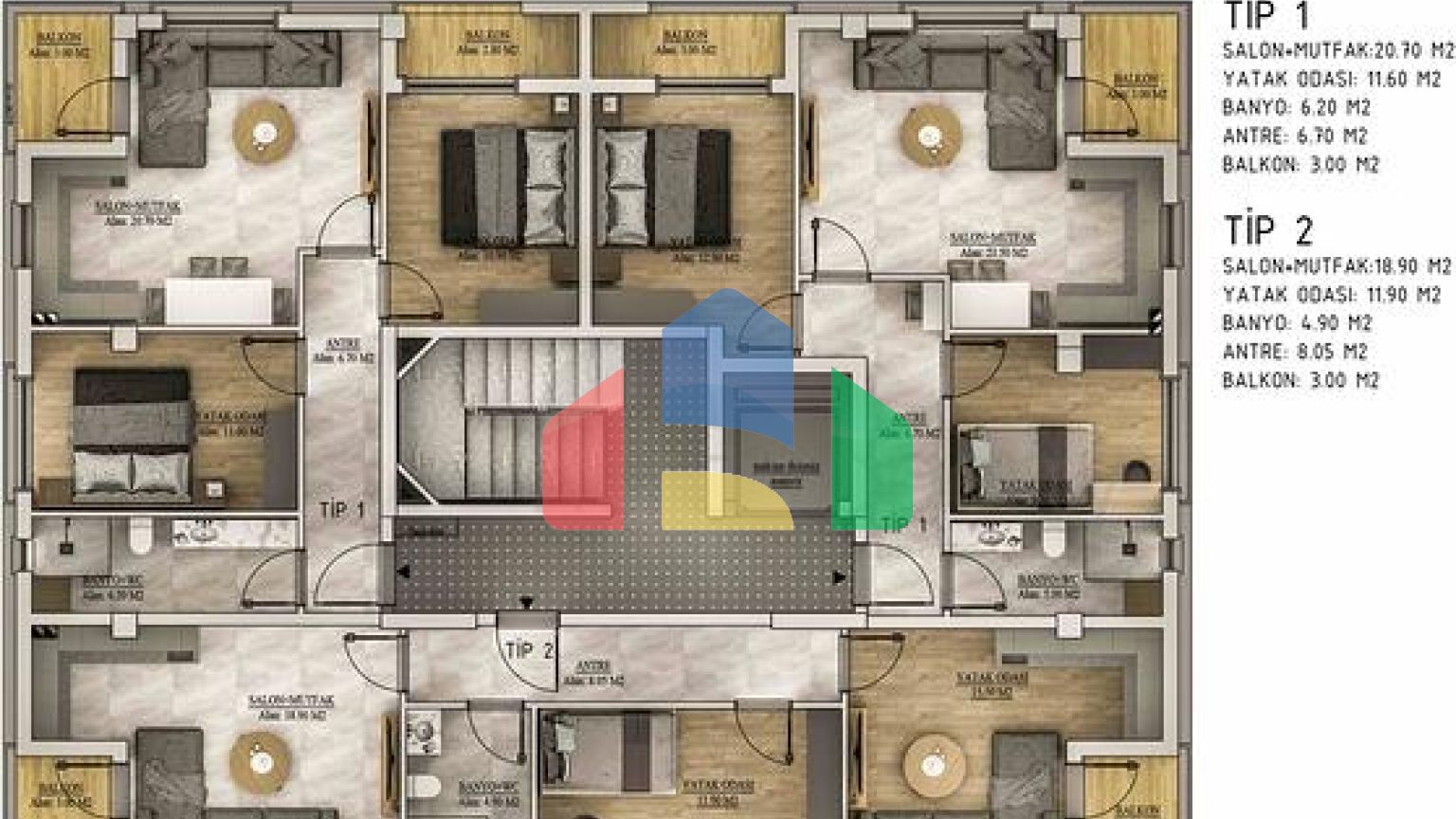 Квартиры планировки 1+1 и 2+1 в районе Белек - Анталия