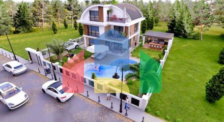 Вілла планування 4 + 1 в 800 метрах від моря в районі Белек