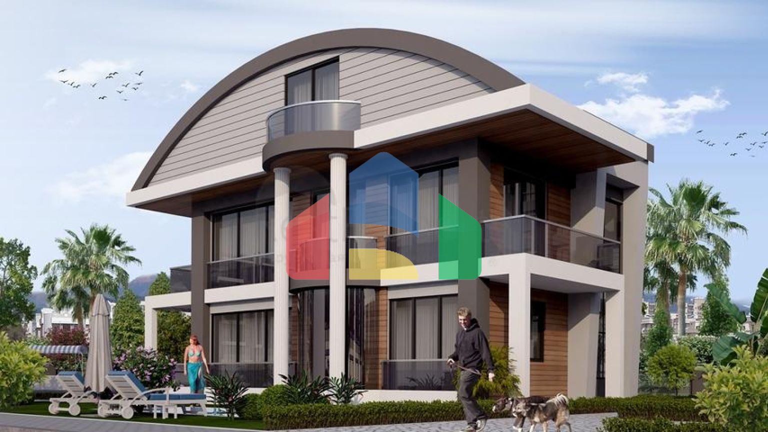 Виллы 4+1 с собственным бассейном в Кадрие Белеке