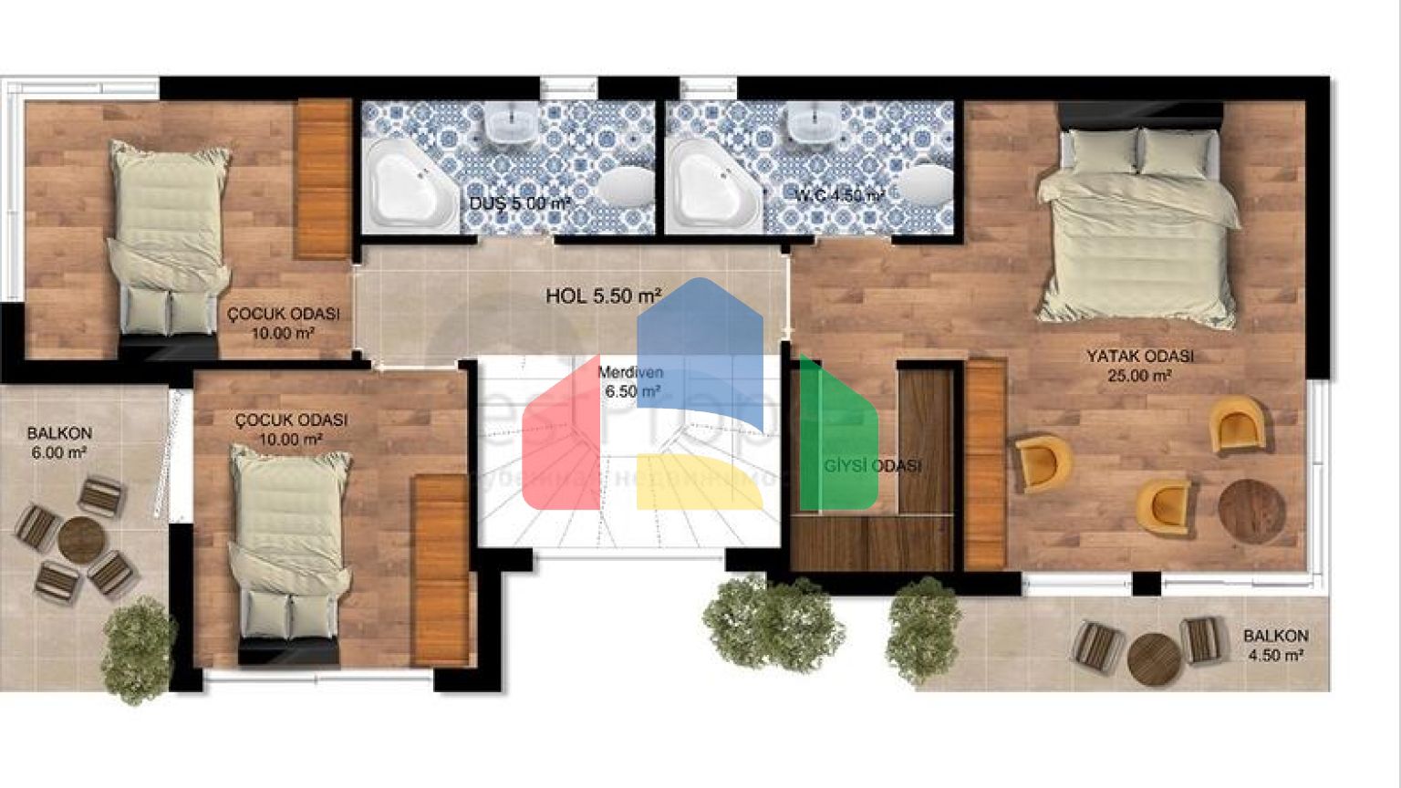 Вілли планування 4 + 1 в районі Сіде - Анталія