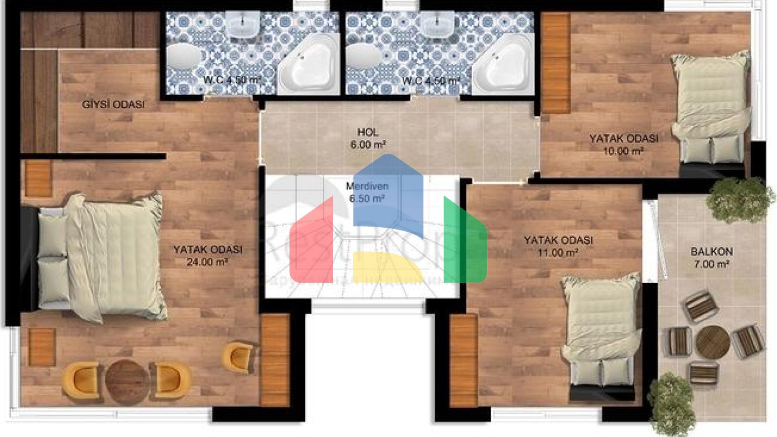 Вілли планування 4 + 1 в районі Сіде - Анталія