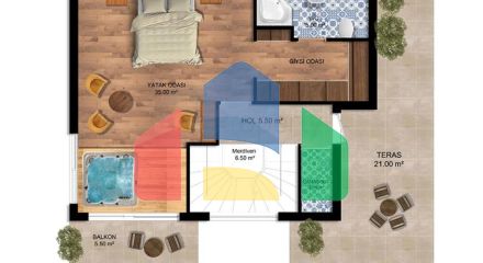 Вілли планування 4 + 1 в районі Сіде - Анталія