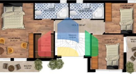 Вілли планування 4 + 1 в районі Сіде - Анталія