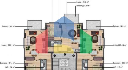 Квартира планування 1 + 1 в районі Фетхіє