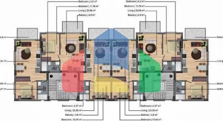 Квартира планування 1 + 1 в районі Фетхіє
