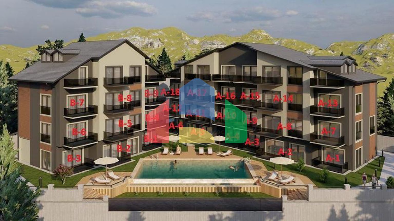 Квартира планировки 1+1 в районе Фетхие