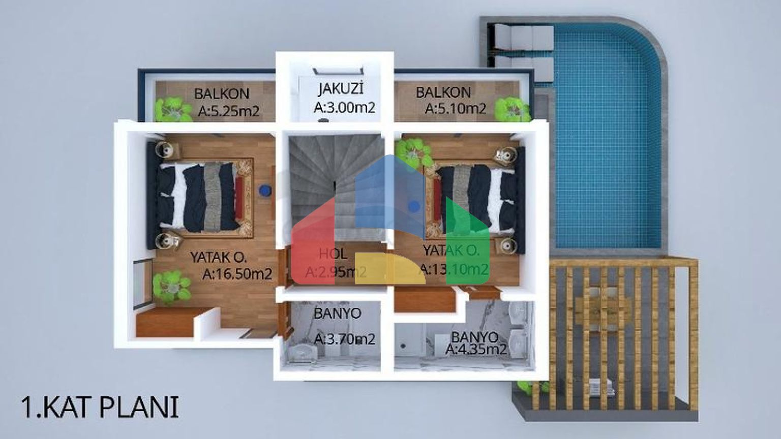 Строящаяся вилла планировки 4+1 в районе Фетхие