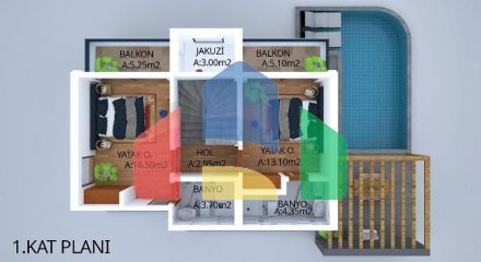 Строящаяся вилла планировки 4+1 в районе Фетхие