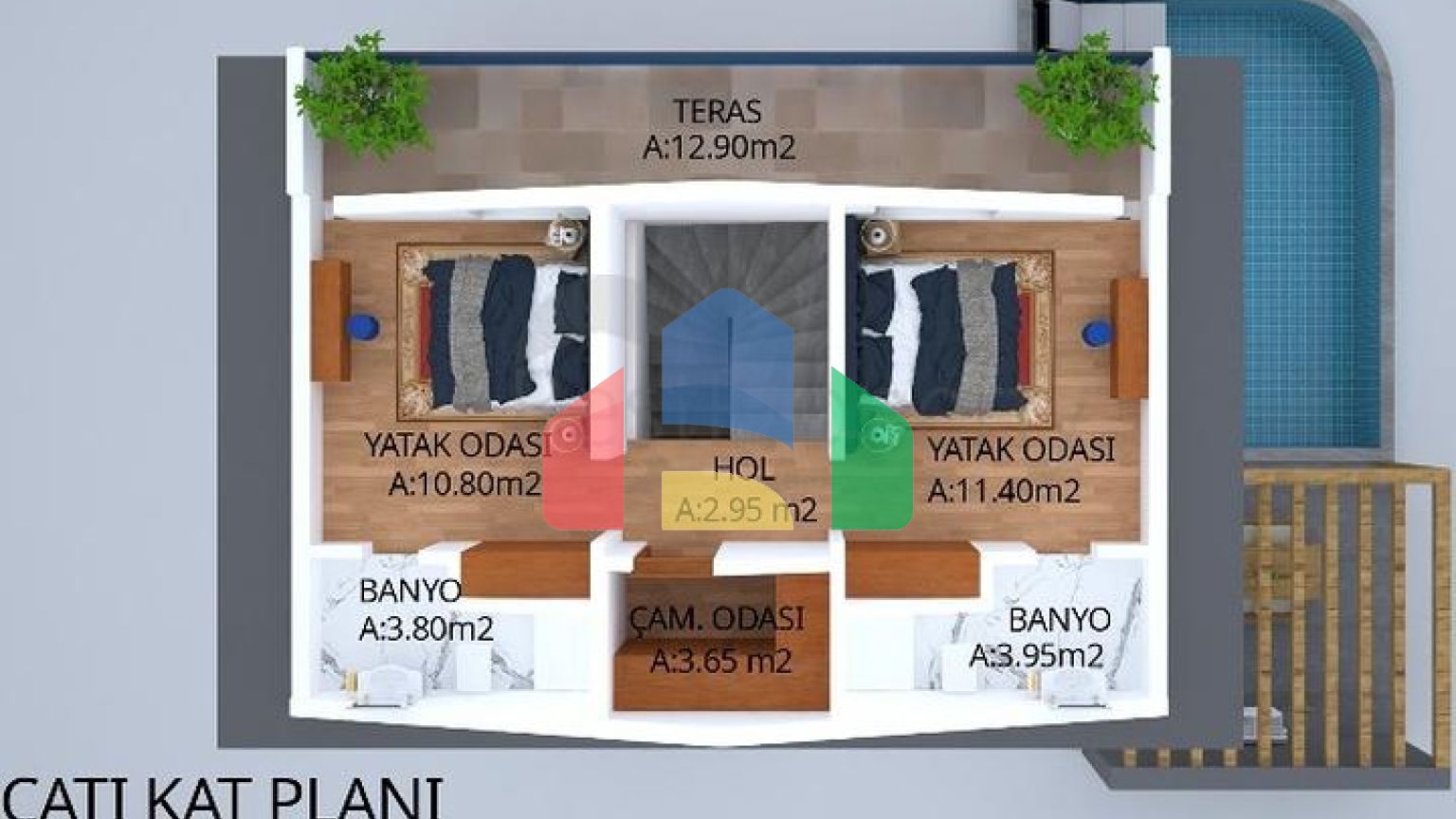 Строящаяся вилла планировки 4+1 в районе Фетхие