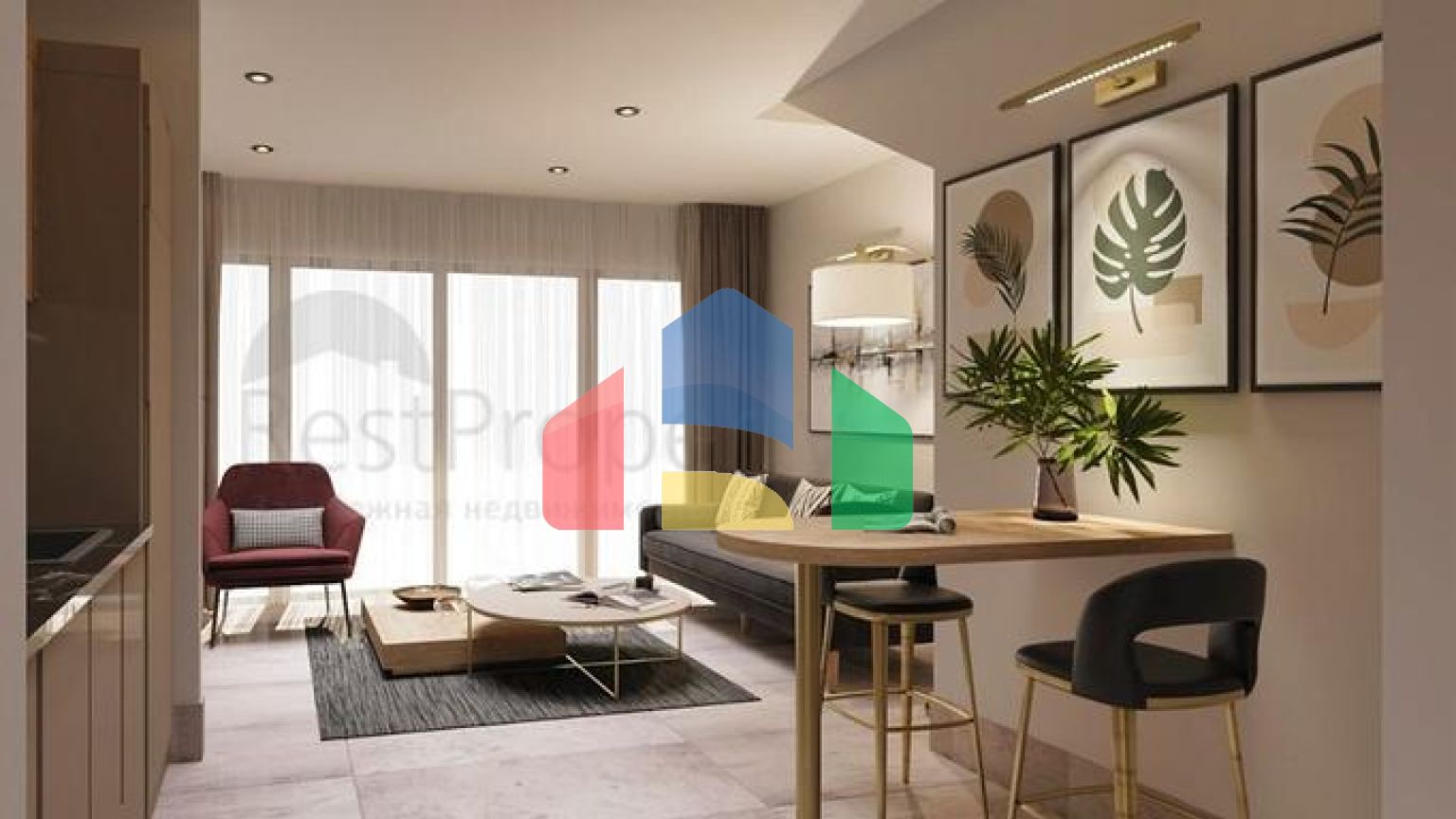 Квартира планировки 1+1 в районе Фетхие