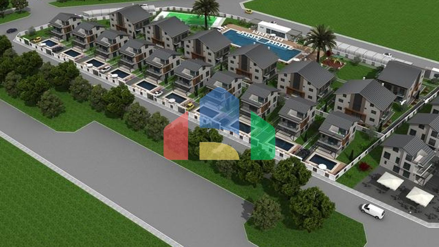 Квартира 2+1 4+1 і окрема вілла з 4 спальнями на продаж в районі Коджа-Чаліс