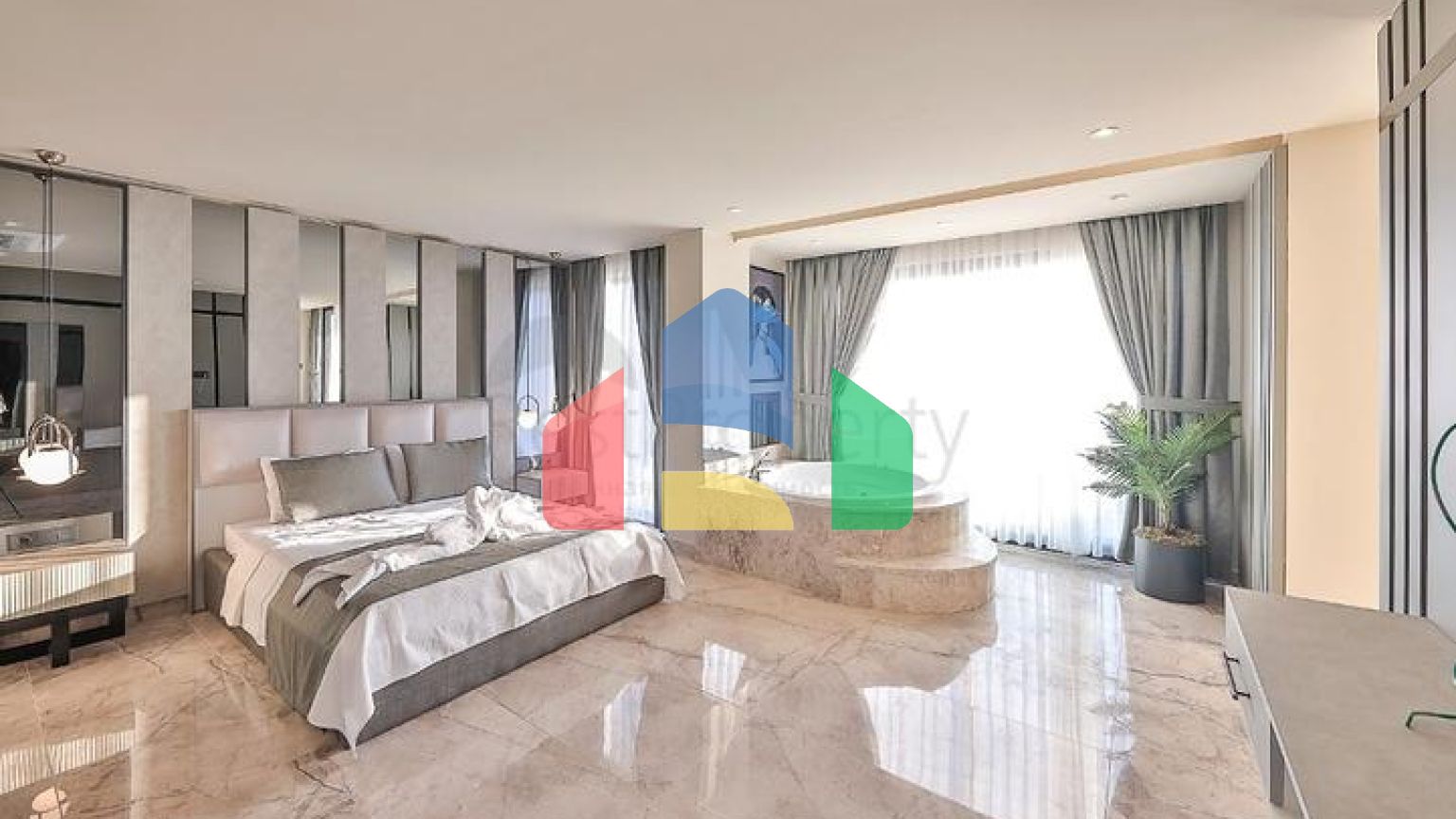 Элегантная вилла с бассейнами и видом на море в Калкане