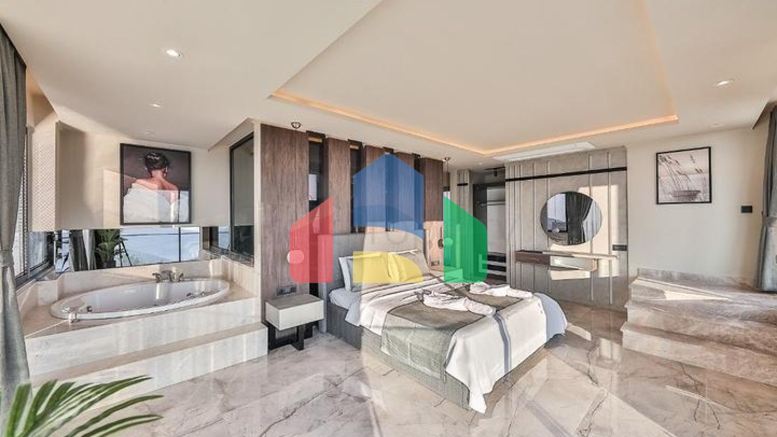 Элегантная вилла с бассейнами и видом на море в Калкане