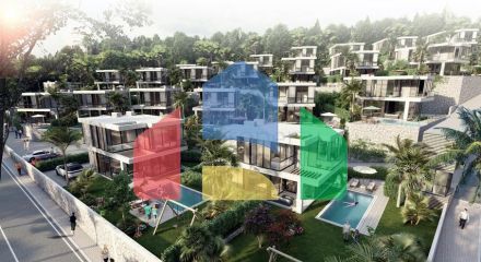 Attractive villas surrounded by lush nature