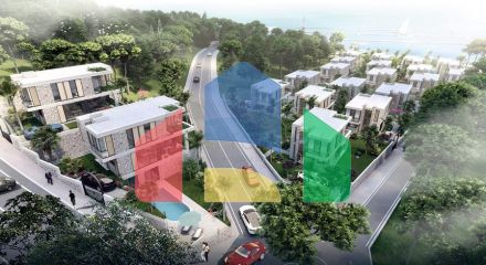 Attractive villas surrounded by lush nature