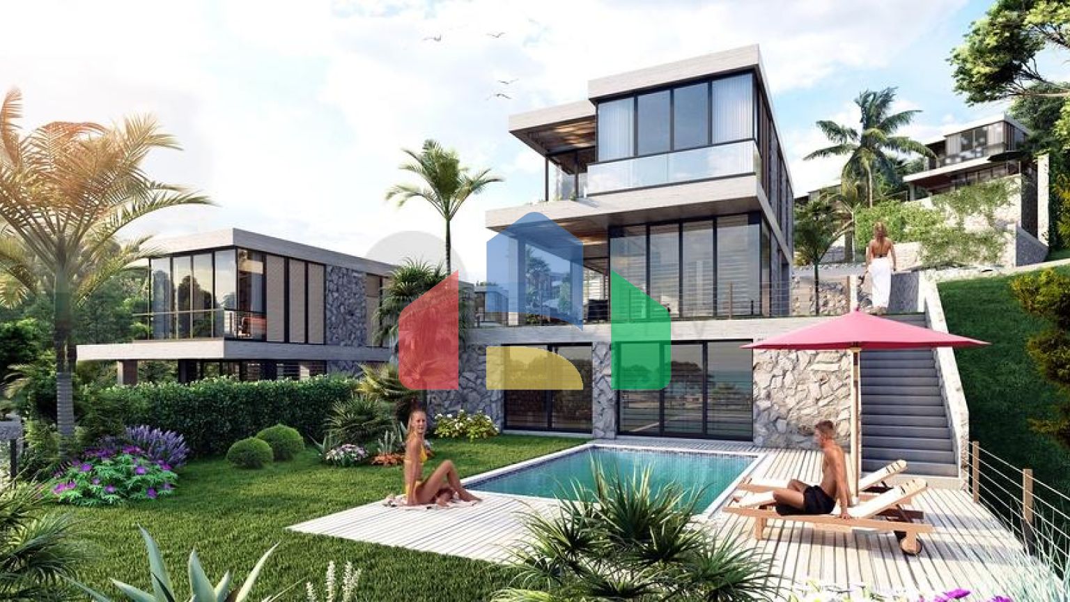 Привлекательные виллы в окружении пышной природы