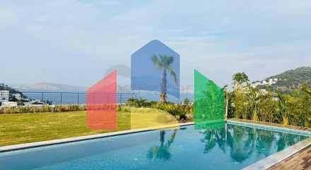 Стильна вілла з приголомшливим видом на море, гори і Бодрум.