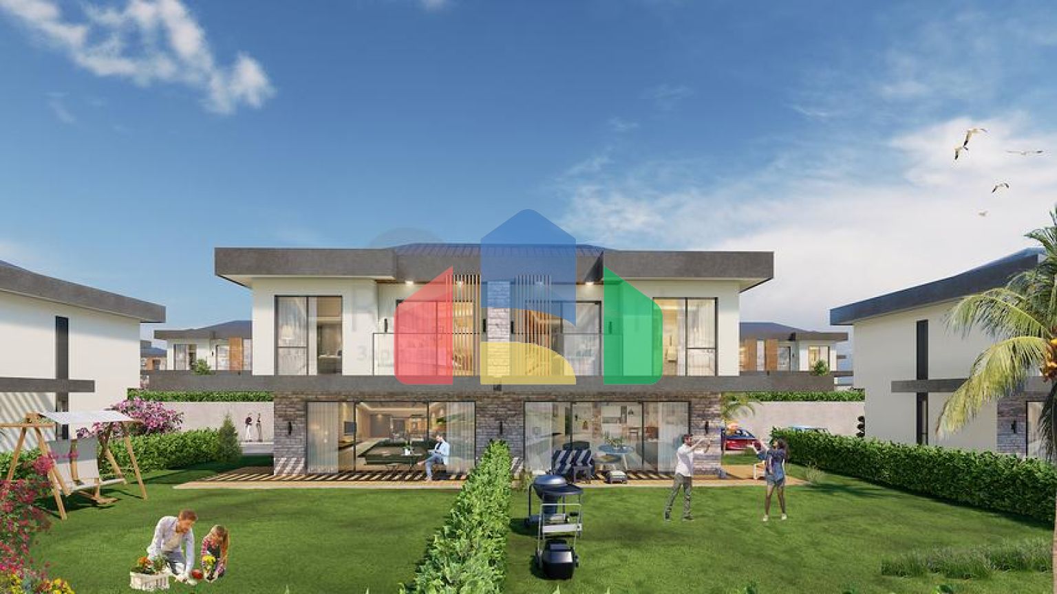 Виллы 3+1 и 4+1 в эко комплексе в окружении хвойного леса в районе Дортепе на восточной части Бодрума.