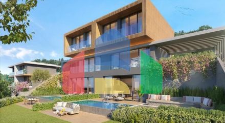 Modern style villas with lake views.
