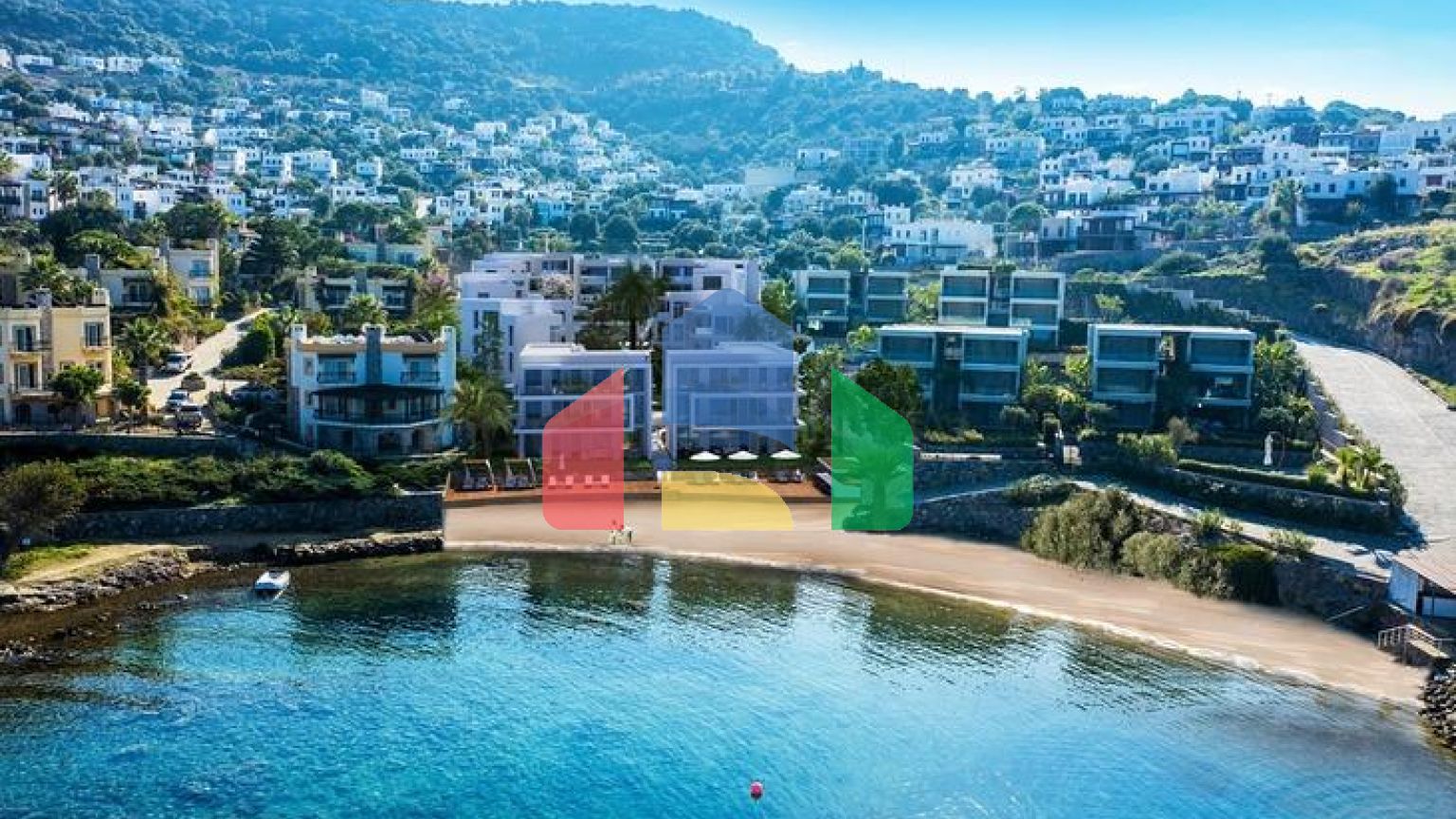 Пентхаус 4+1 в комплексе на первой береговой линии в красивой бухте Кючюкбюк, Бодрум