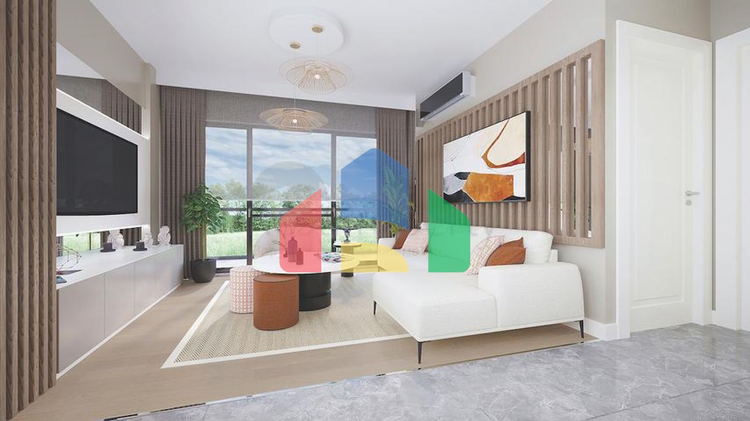 Апартаменти 2 + 1 в еко комплекс в оточенні хвойного лісу в районі Дортепе на східній частині Бодрума.