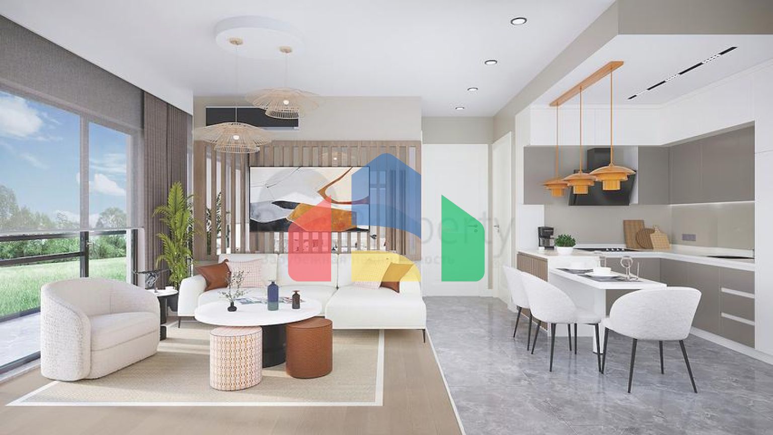 Апартаменти 2 + 1 в еко комплекс в оточенні хвойного лісу в районі Дортепе на східній частині Бодрума.