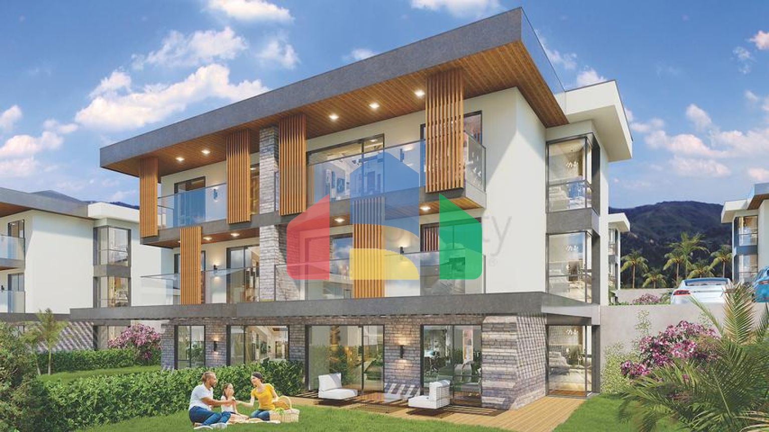 Апартаменти 2 + 1 в еко комплекс в оточенні хвойного лісу в районі Дортепе на східній частині Бодрума.