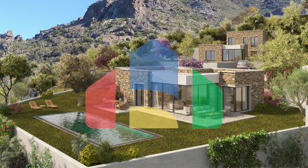 Stone villas overlooking the sea and the historic