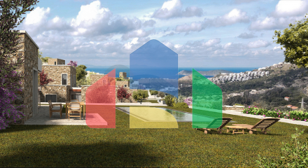 Stone villas overlooking the sea and the historic