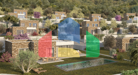 Stone villas overlooking the sea and the historic