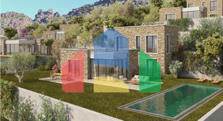Stone villas overlooking the sea and the historic